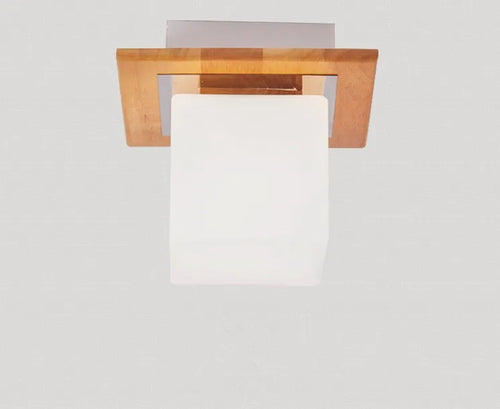 Japanische Deckenleuchte aus Holz im minimalistischen Stil für den Innenbereich - vue 3 sur 6