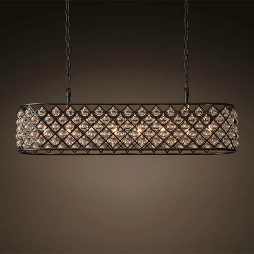 lustre rectangulaire en cristal noir pour éclairage suspendu