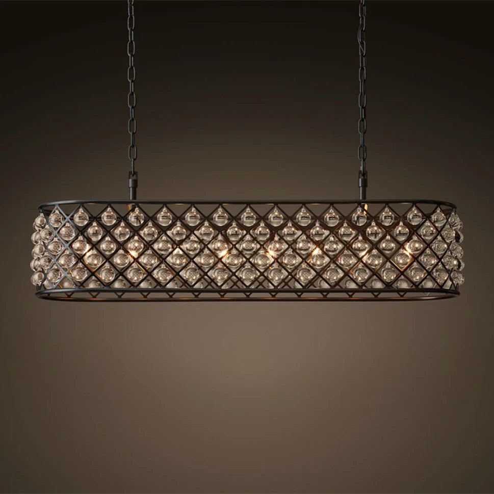 lustre rectangulaire en cristal noir pour éclairage suspendu - vue 4 sur 6