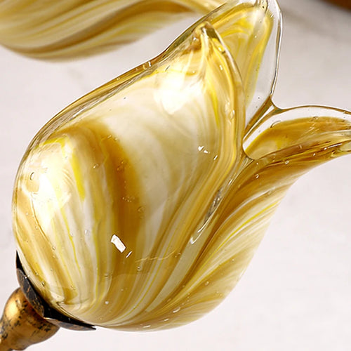 plafonnier led en forme de fleur en verre et fer nordique