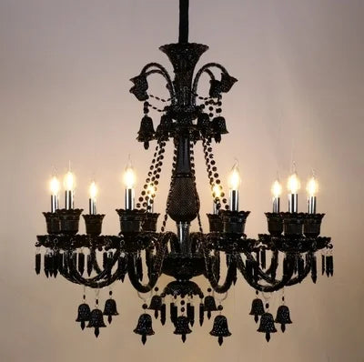 lustre en cristal noir pour un éclairage luxueux et élégant