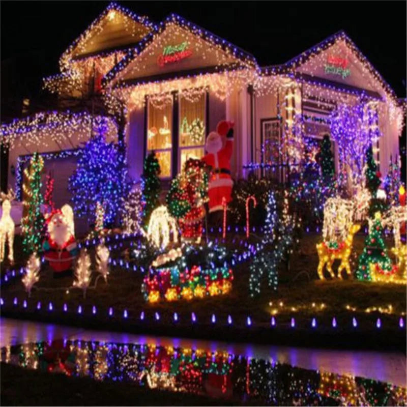 guirlande lumineuse led 100 ampoules étanches pour extérieur décorations festives - vue 6 sur 15