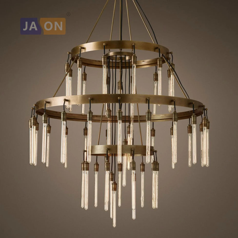 Retro-Pendelleuchte aus Eisen und schwarzem Kupfer im Industrial Design - vue 4 sur 12