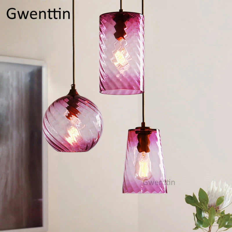 suspension moderne en verre teinté pour décoration intérieure - vue 5 sur 22