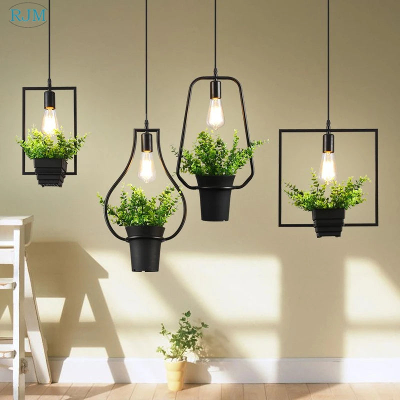 lampe suspendue créative nordique en forme de plante pour commerces et restaurants - vue 3 sur 13