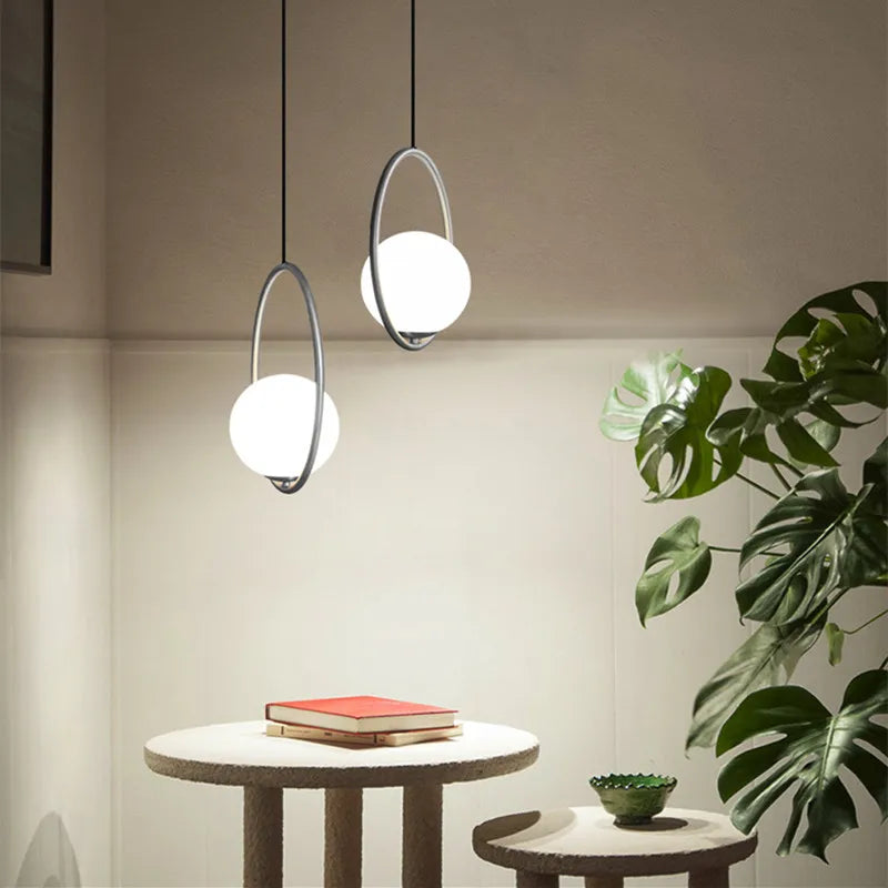 lustre à led rétro en verre pour décoration intérieure - vue 5 sur 13
