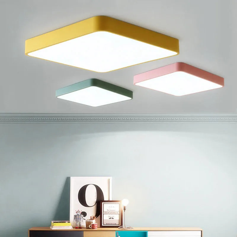 plafonnier led carré surface monté avec télécommande luminaire - vue 5 sur 12