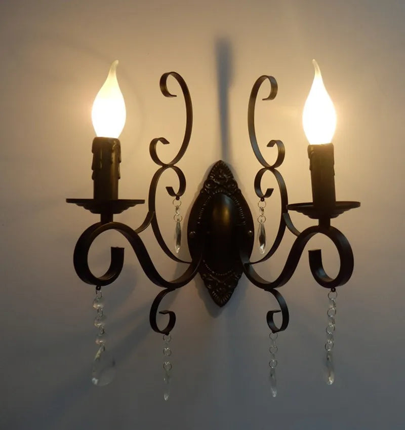 applique murale en cristal vintage à double tête en métal - vue 5 sur 6