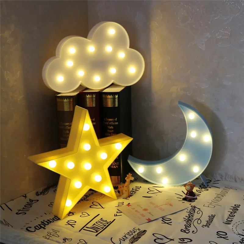 lampe led 3d nuage étoile lune veilleuse cadeau enfants décoration - vue 4 sur 16