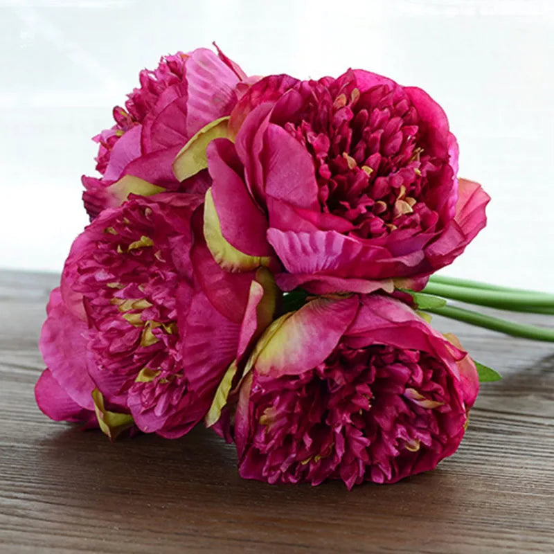 lot de 5 pivoines artificielles pour mariage et décoration intérieure - vue 9 sur 18