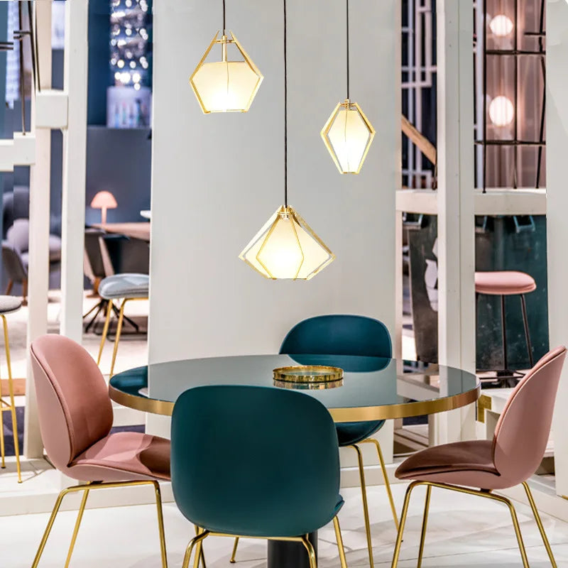 suspension à led en verre diamant design nordique moderne - vue 4 sur 9