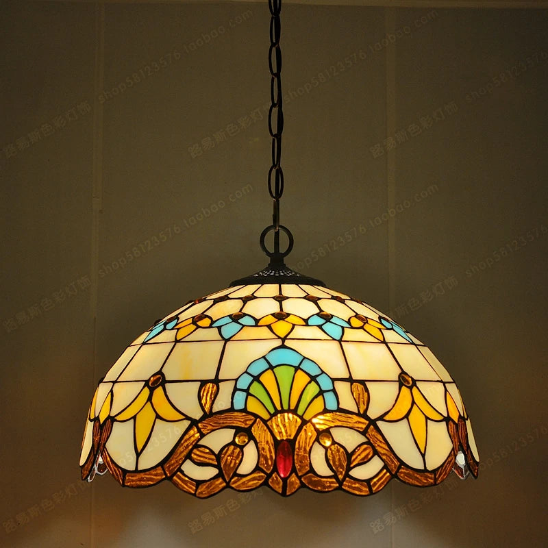 Lustre en verre tiffany pour cafés et restaurants européens antique