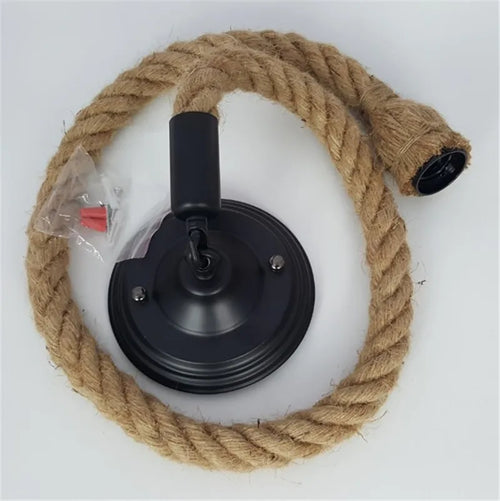 Vintage-Kronleuchter aus Hanfseil im Spinnenstil mit Retro-Leuchtmittel - vue 4 sur 6