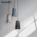 Pendelleuchte aus Zement im Vintage-Stil und modernem Holz mit LED