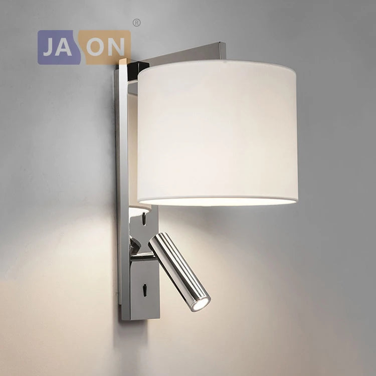 applique murale led nordique en fer et tissu rotatif sans fil - vue 2 sur 6