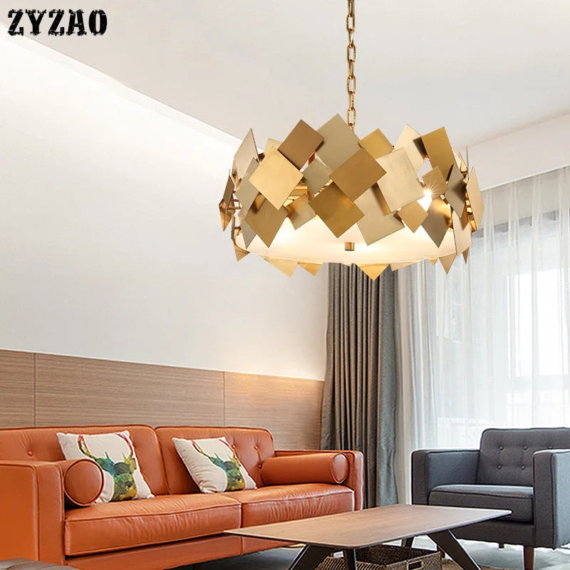lustre moderne nordique à led en acier avec masque acrylique - vue 4 sur 9
