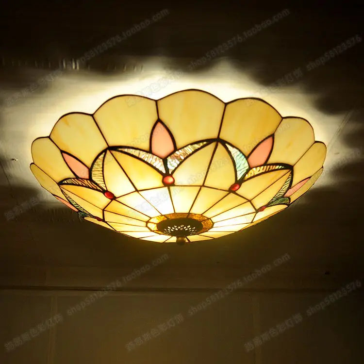 plafonnier antique en verre style tiffany pour décoration moderne - vue 2 sur 5