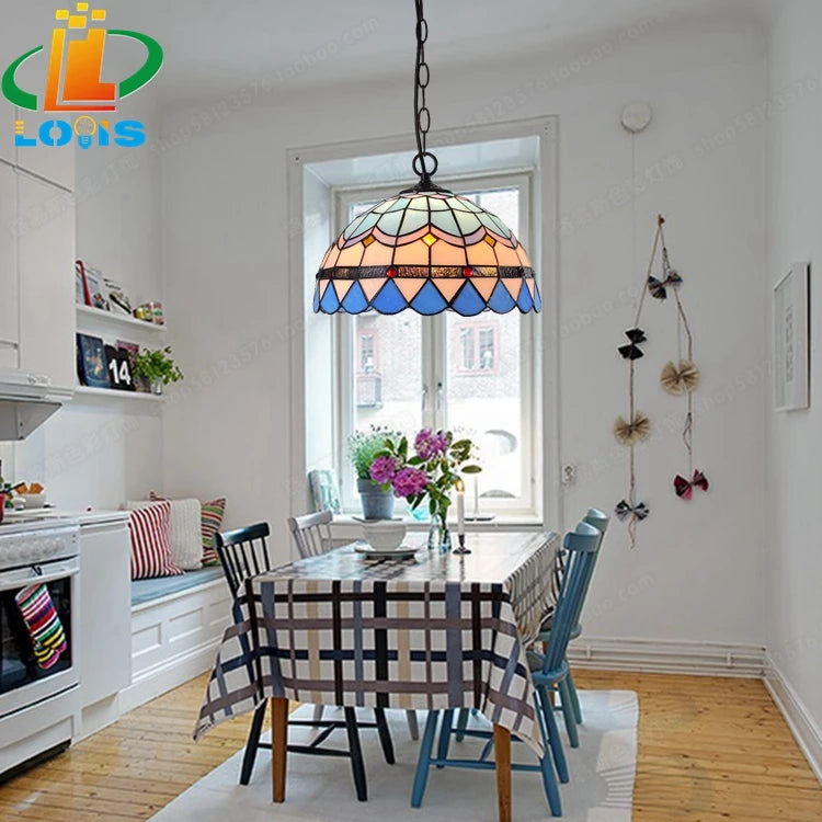 lampe de balcon méditerranéenne en verre tiffany style moderne européen - vue 3 sur 6
