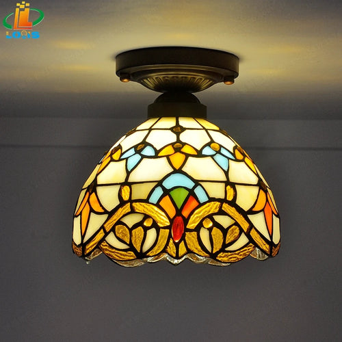 Barocker Tiffany-Deckenleuchter aus Glas für die Innendekoration - vue 2 sur 8