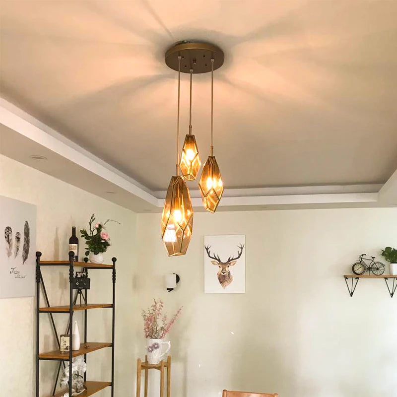 suspension art déco diamant pour éclairage intérieur et extérieur - vue 4 sur 15