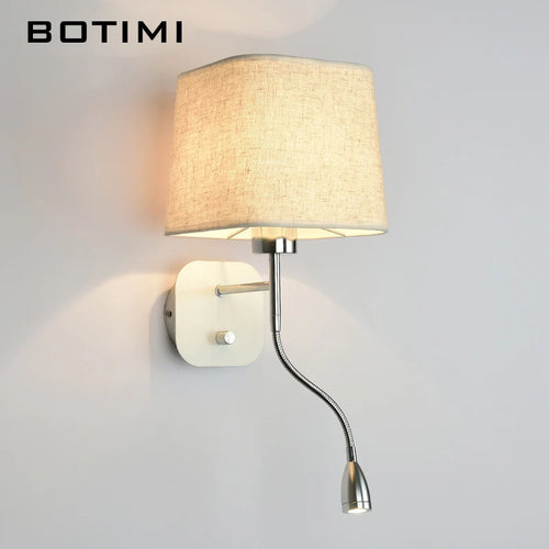 LED-Wandleuchte mit Stoff-Lampenschirm und Leseleuchte - vue 9 sur 9