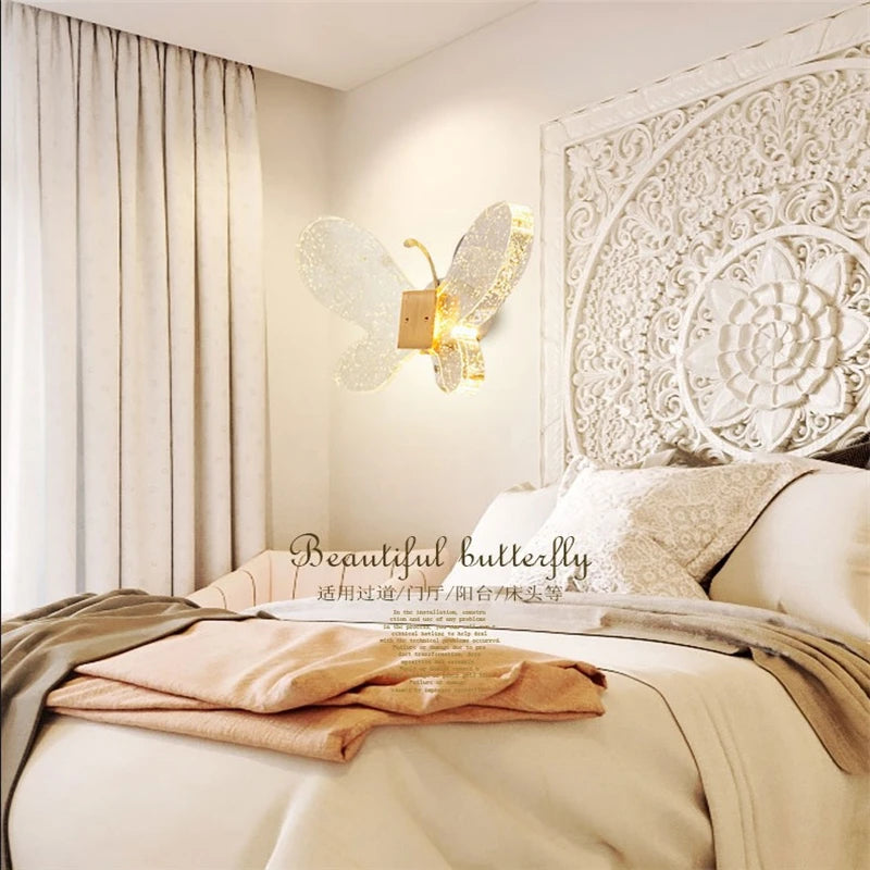 applique murale moderne en forme de bulle de cristal et papillon - vue 4 sur 6