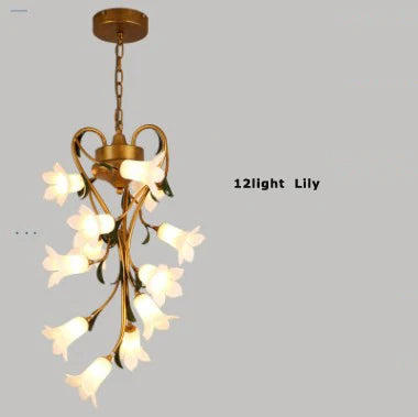 suspension en fer nordique avec verre lys tulipe camélia pour éclairage décoratif - vue 11 sur 12
