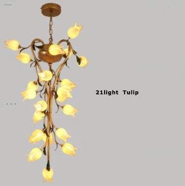 suspension en fer nordique avec verre lys tulipe camélia pour éclairage décoratif - vue 9 sur 12