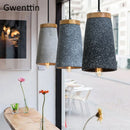 Pendelleuchte aus Zement im Vintage-Stil und modernem Holz mit LED