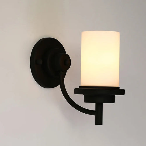 Applique murale style américain chinois en fer forgé verre dépoli moderne