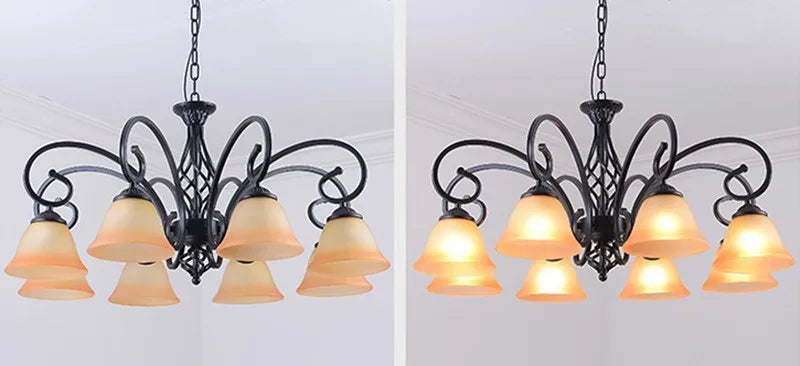 lustre vintage en fer style européen ampoule led traditionnel - vue 5 sur 6