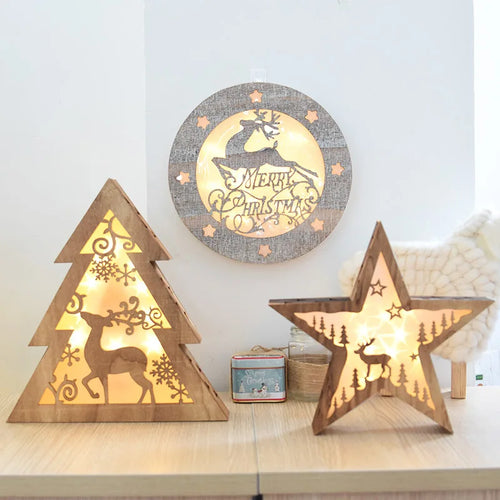 éclairage led vacances arbre noël cerf étoile décoration maison