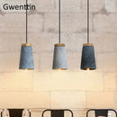 Pendelleuchte aus Zement im Vintage-Stil und modernem Holz mit LED