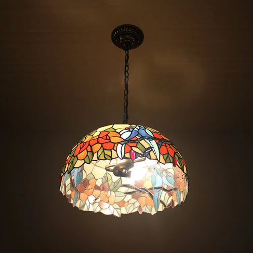 Kronleuchter im Retro-Stil aus farbigem Glas für Café und Restaurant - vue 4 sur 8
