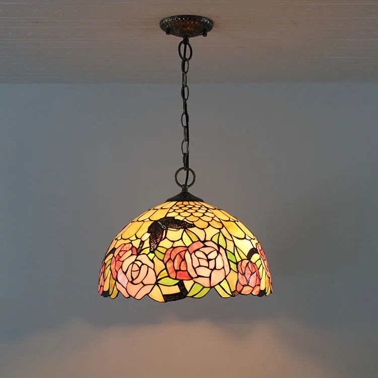 Kronleuchter im Retro-Stil aus farbigem Glas für Café und Restaurant - vue 4 sur 8