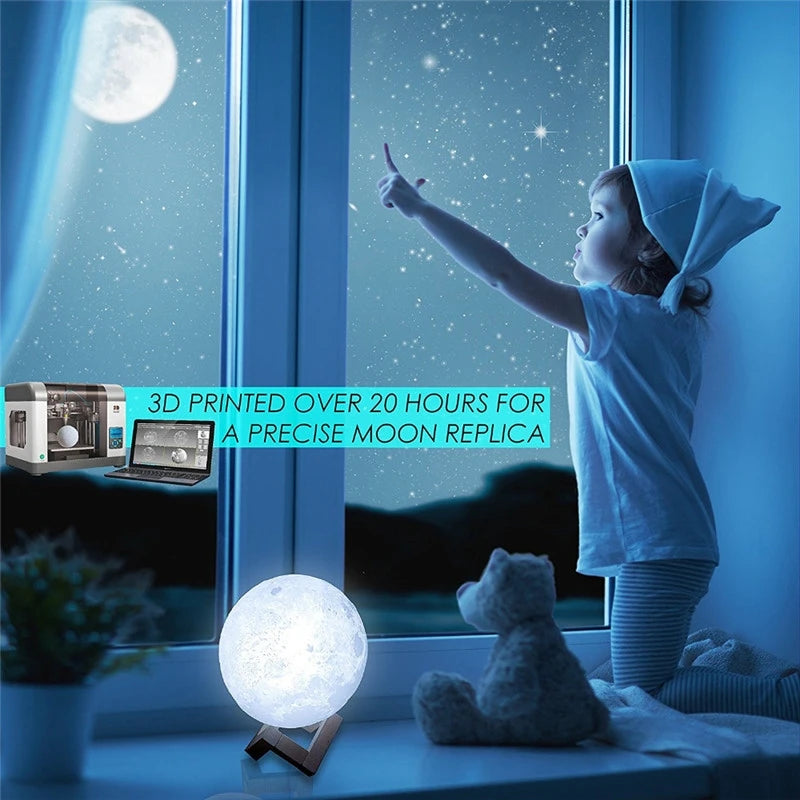 lampe lune 3d rechargeable avec changement de couleur tactile - vue 4 sur 10