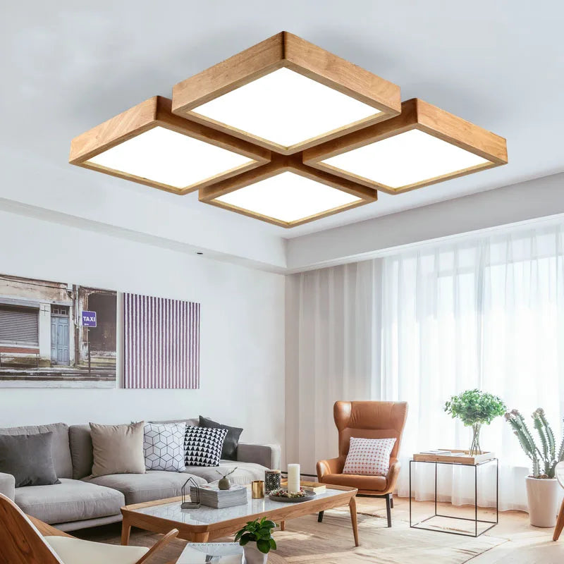 plafonniers led en bois éclairage de plafond montés - vue 2 sur 6