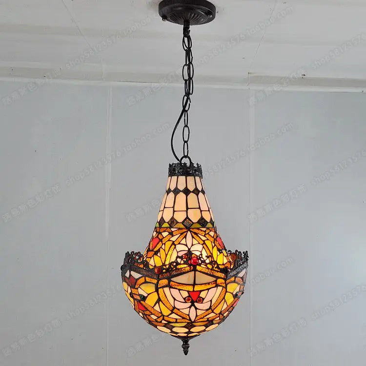 lustre en verre tiffany créatif rétro pour café bar escalier - vue 3 sur 6