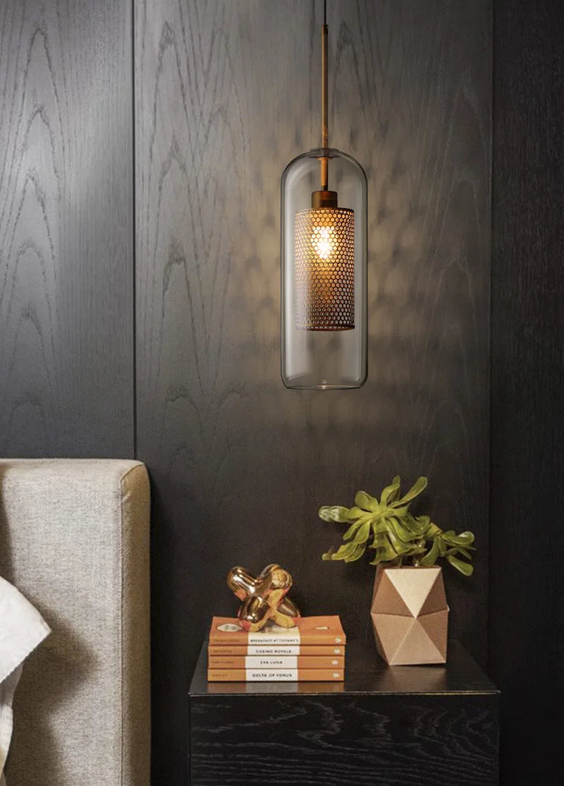 lustre en boule de verre industriel rétro pour loft hôtel restaurant - vue 6 sur 18