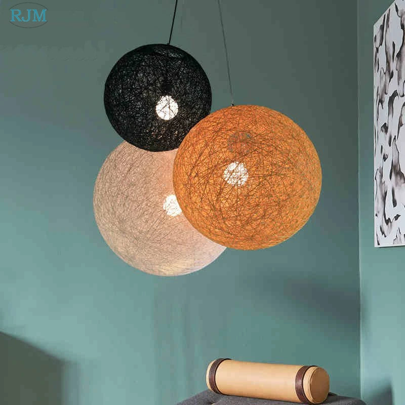 Suspension LED boule chanvre - vue 3 sur 6