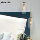 Moderne LED-Pendelleuchte aus goldenem Glas im nordischen Stil