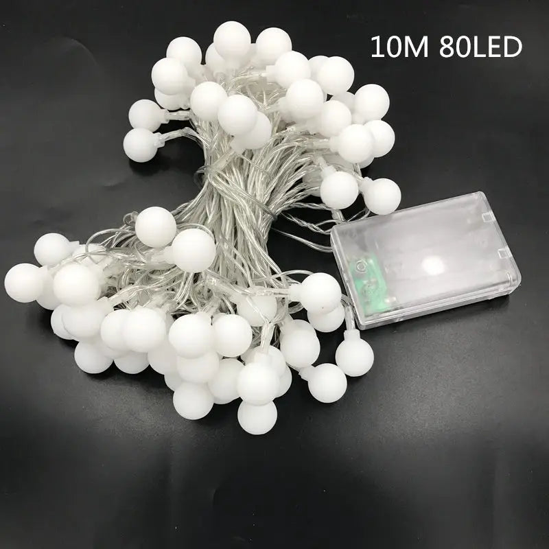 guirlande lumineuse à 80 led boules cerisier pour mariage et noël - vue 7 sur 9