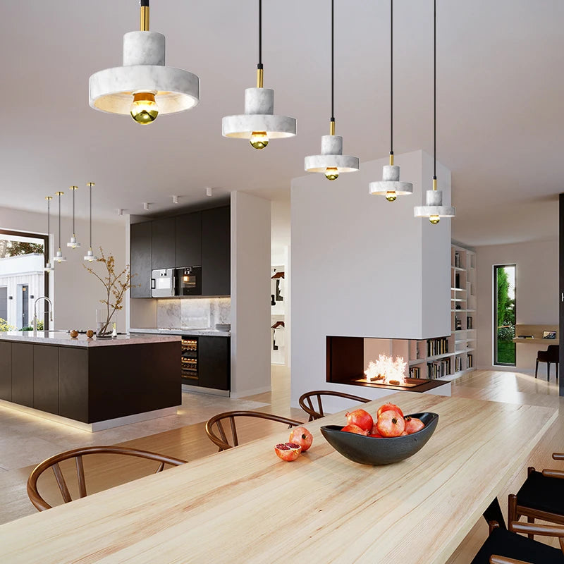 Nordic marble chandeliers post-modern minimalist bar, living room, dining room, bedside decorative lamps and lanterns - vue 3 sur 12