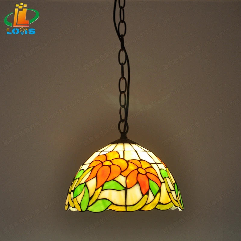 lustre en bégonia américain style tiffany pour décoration intérieure - vue 2 sur 10