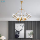 lustre nordique postmoderne en cuivre avec design d'oiseau créatif