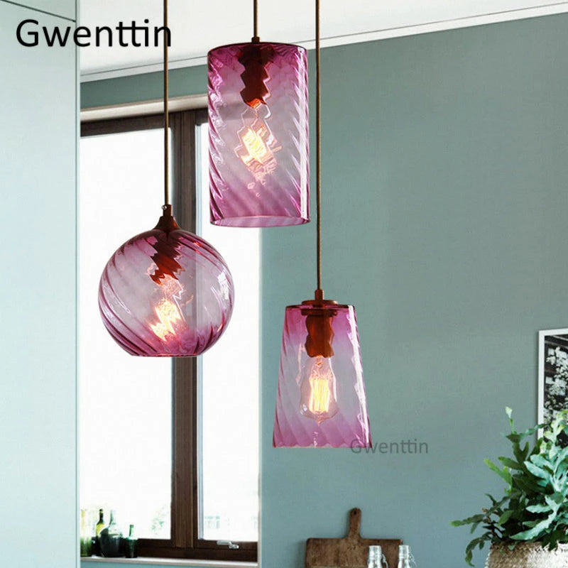suspension moderne en verre teinté pour décoration intérieure - vue 7 sur 22