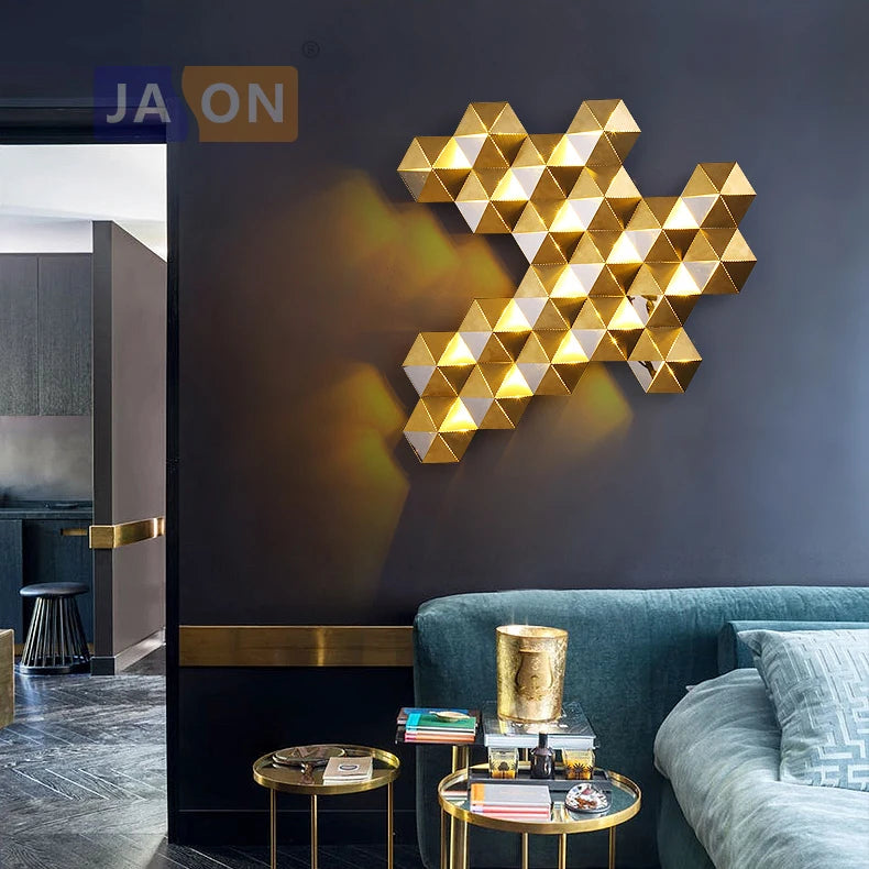 Applique murale LED postmoderne en acier inoxydable doré nid d'abeille LED lumière LED pour magasin chambre Foyer - vue 3 sur 11