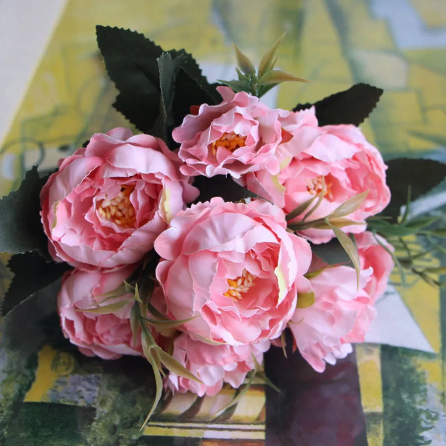 bouquet shabby chic en soie pour mariage et décoration intérieure - vue 9 sur 11