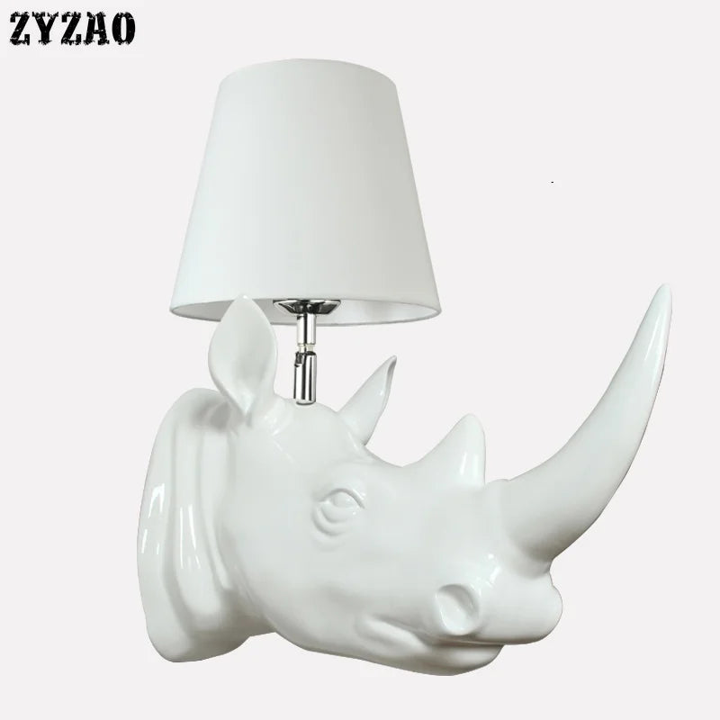 applique murale en forme de rhinocéros style campagnard américain - vue 4 sur 11