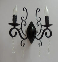 applique murale vintage en métal et cristal à double tête
